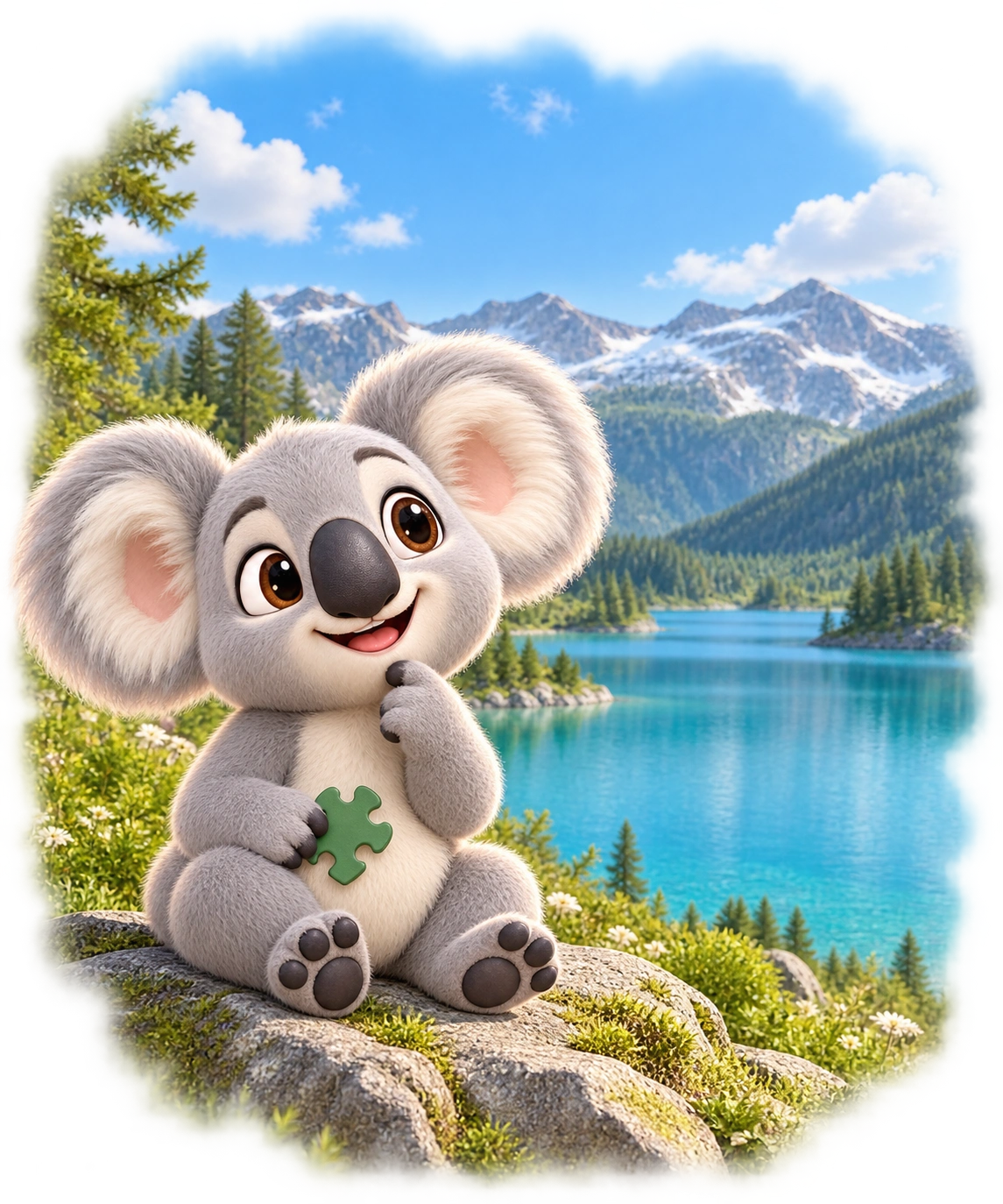 A koala helps solve a colorful logic puzzle
